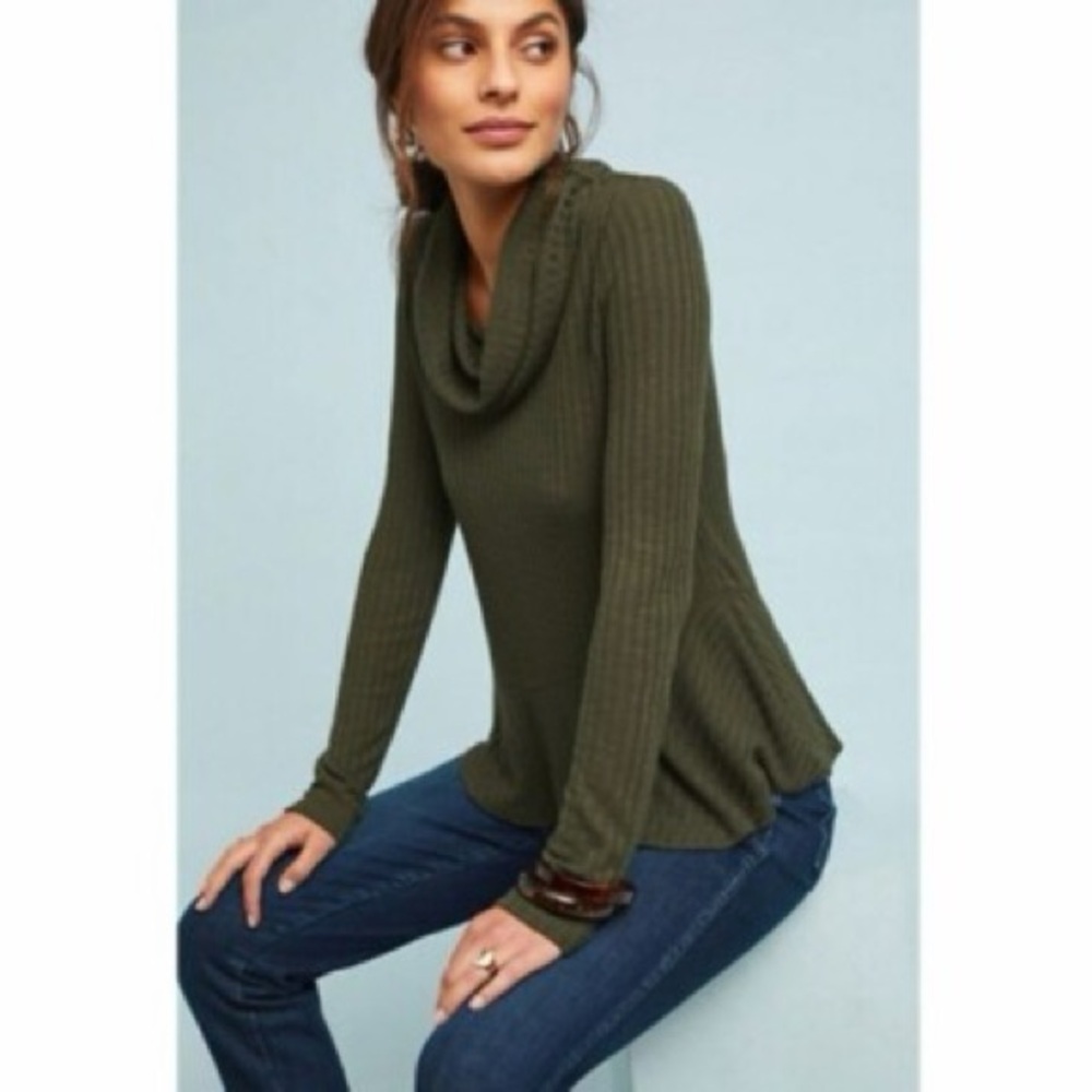 Maeve Anthropologie Winterscape Cowl Neck Peplum Sweater‎ Womens Small
